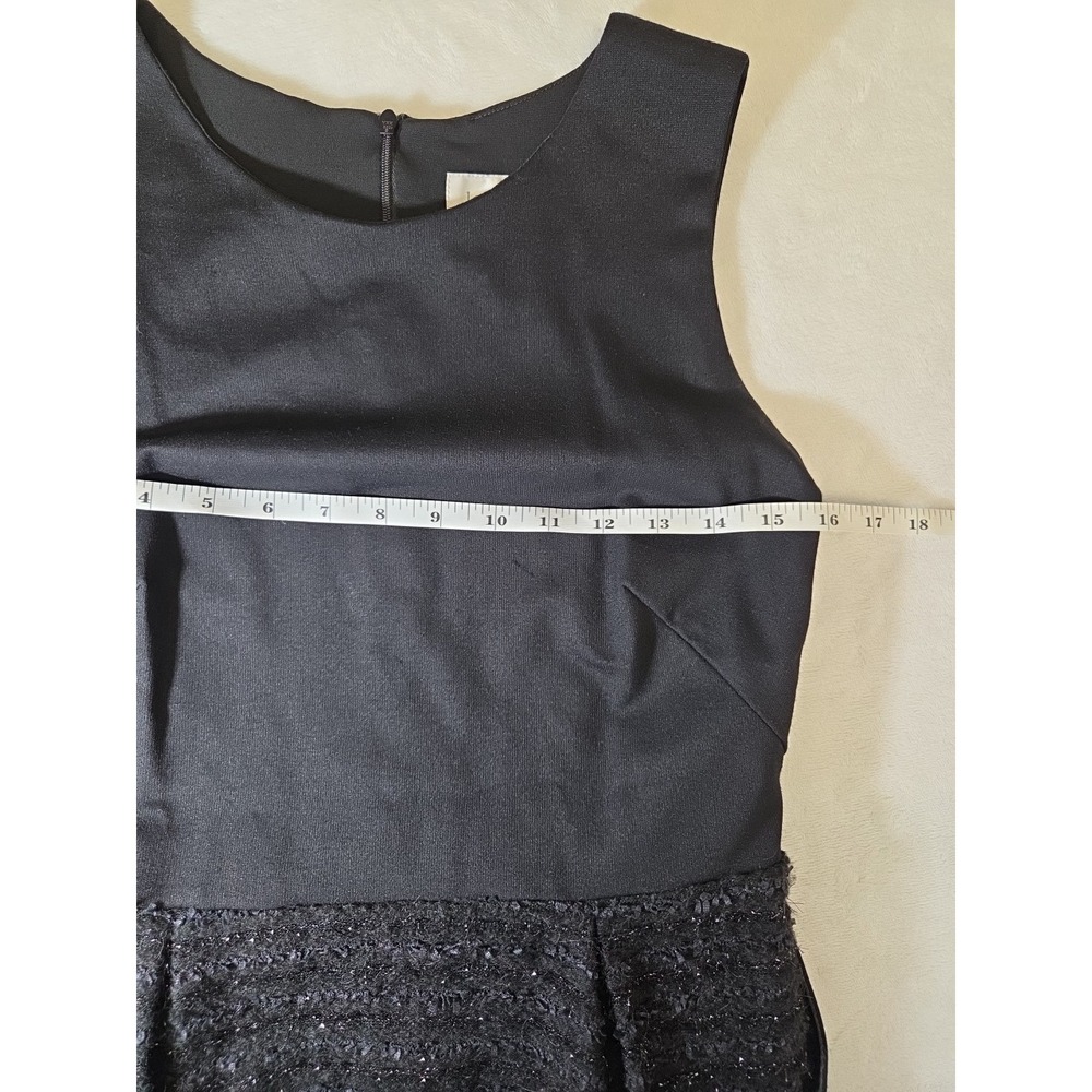 Lesley Evers Black Belted Metallic Fringey Tweed Contrast Sheath Dress Sz S - Picture 8 of 10